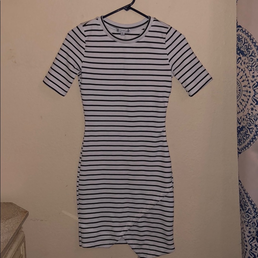 black and white stripped dress